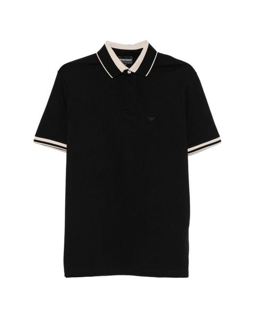 Emporio Armani Black Logo Cotton Polo Shirt
