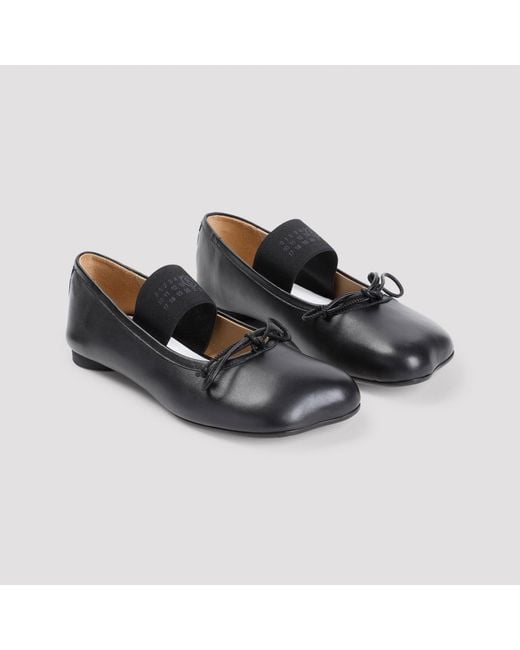 MM6 by Maison Margiela Black Ovine Leather Ballet Shoe