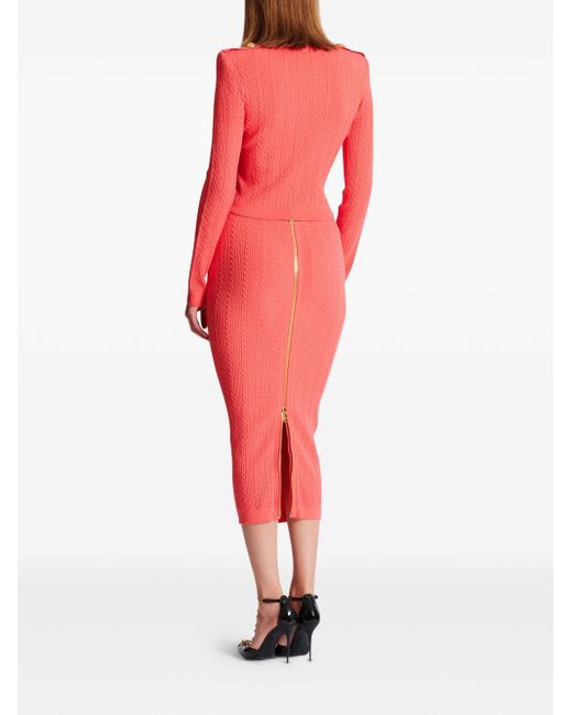 Balmain Red V Necked Cardigan