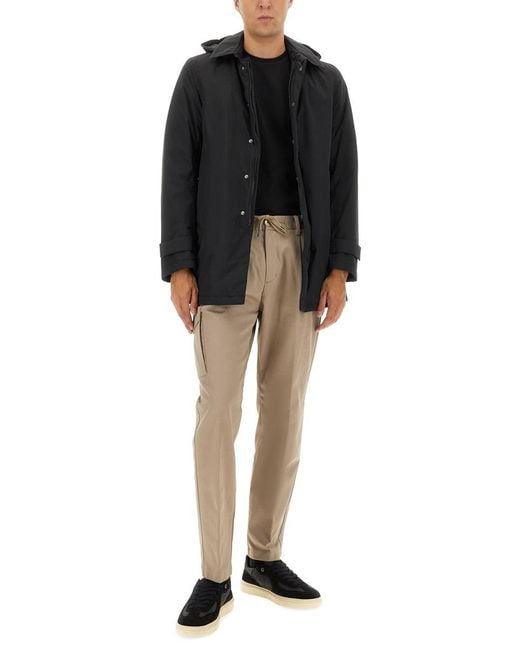 Herno Black Two-Layer Windstopper Long Parka Polyester Jacket for men