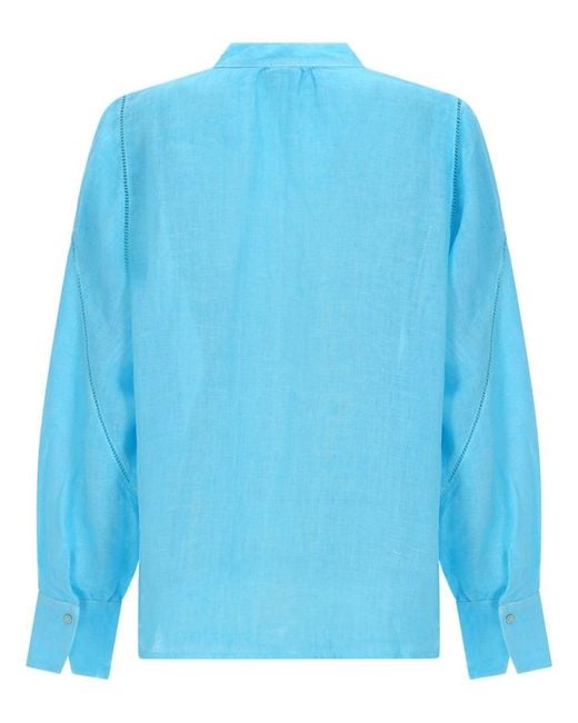 120% Lino Blue Effortless Linen Shirt