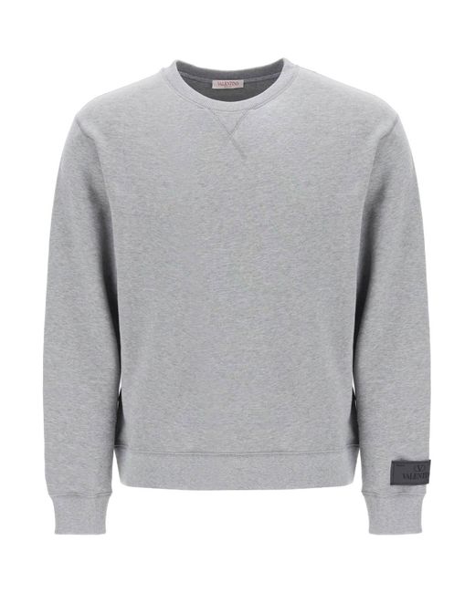 Melange Cotton Sweatshirt Valentino Garavani de hombre de color Gray