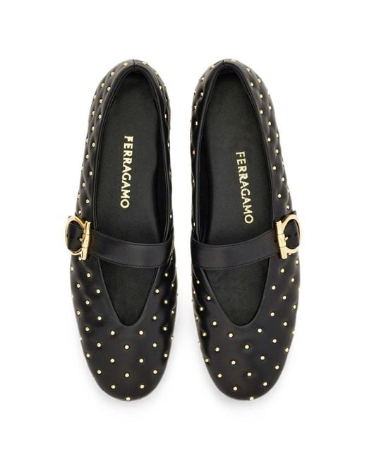 Ferragamo White Leather Quilted Ballet Flats
