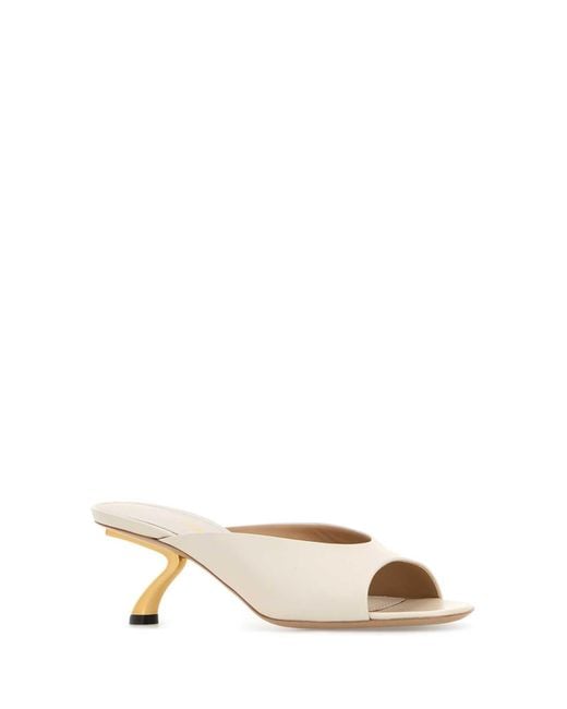 Ferragamo Natural Slip On Heels