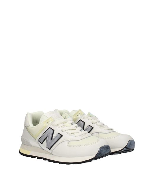 New Balance White Sneakers 574 Uomo Tessuto for men