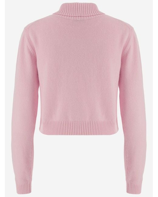 Jil Sander Pink Wool Turtleneck Sweater