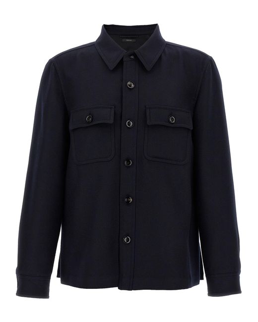 Tom Ford 'Double Splittable Light Wool' Overshirt in Blue für Herren