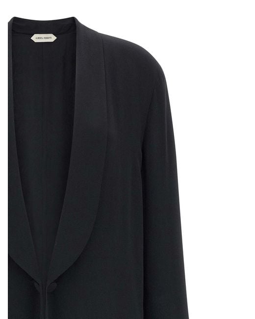 Abrigo de georgette de seda de Alberta Ferretti de color Black