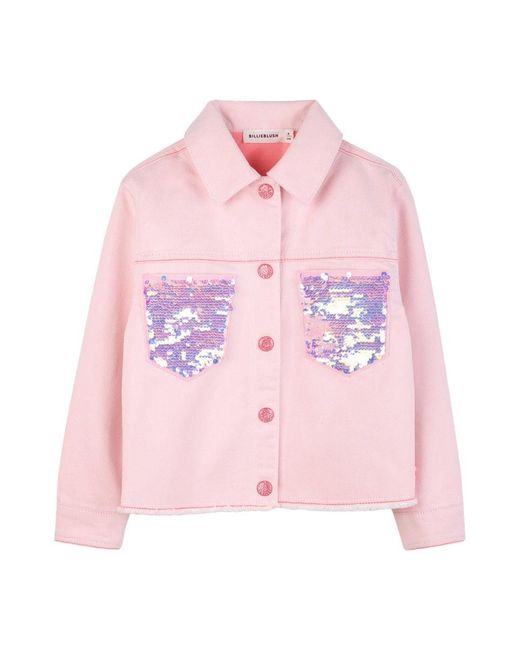 Billieblush Pink Giacchetto Di Jeans Con Paillettes