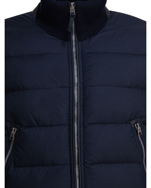 Tom Ford Blue Nylon And Wool Short Down Jacket for men
