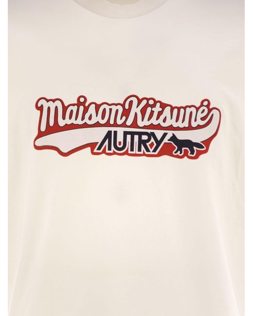 Autry X Maison Kitsune Pink T Shirt With Logo
