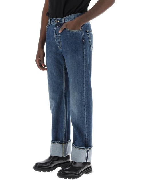 Straight Fit Jeans en Denim Selvedge Alexander McQueen de hombre de color Blue
