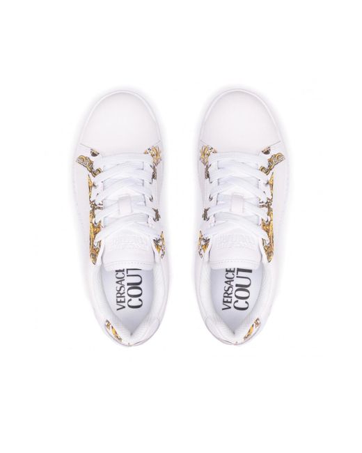 Versace White Logo Leather Sneakers