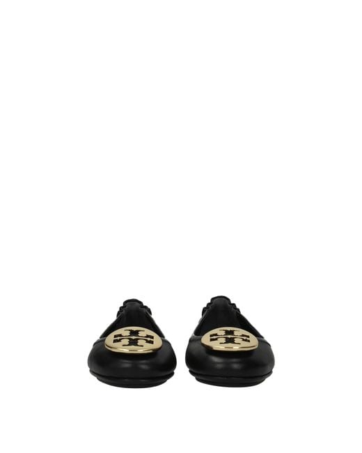 Tory Burch Black Minnie Ballet Flats Leather