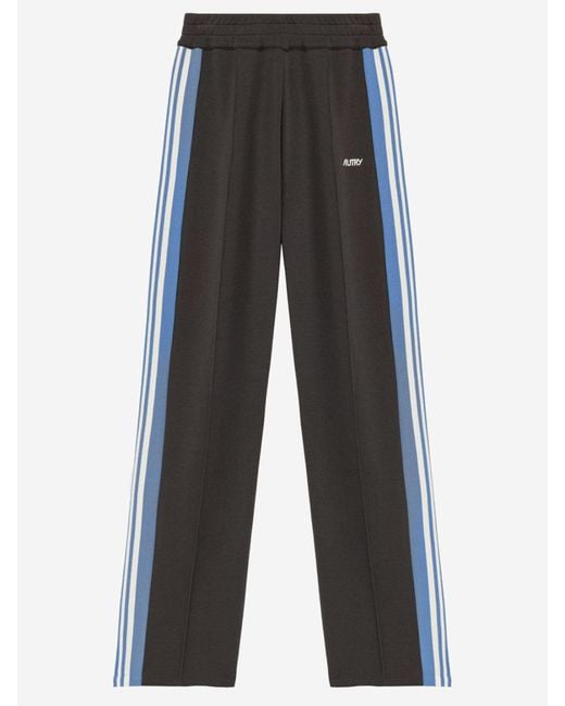 Autry Gray Viscose Blend Trousers With Logo