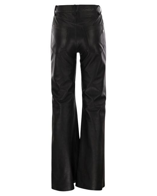 Dondup Black Amber Wide Leg Lambskin Trousers