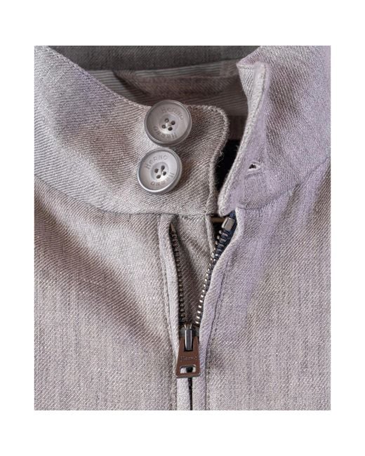 Herno Gray Linen Bomber Jacket