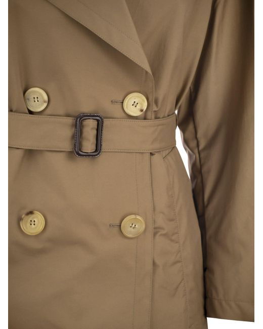 Max Mara Vtrench Drip Proof Cotton Twill Over Trenchcoat in het Natural