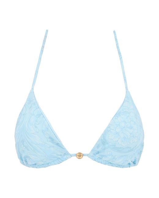 Versace Blue Barock Bikini Top