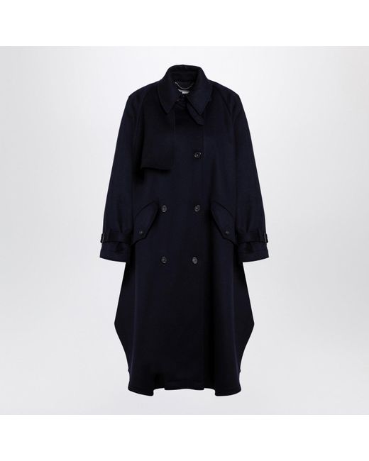 Stella McCartney Blue Large Double-Breasted Dark Trench Coat