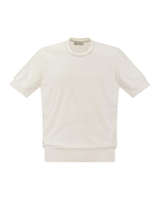 Brunello Cucinelli Baumwoll -Strick -T -Shirt in White für Herren