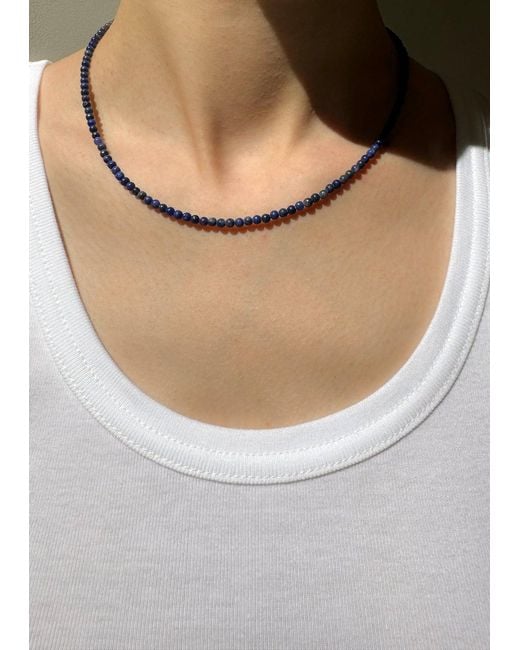 Hermina Athens Metallic Lapis Round Beaded Necklace