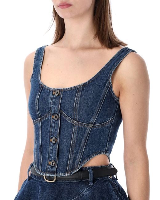 Self-Portrait Blue Denim Corset Top