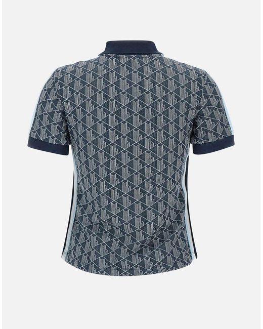 Lacoste Blue Monogrammiertes Jacquard Blaues Polo