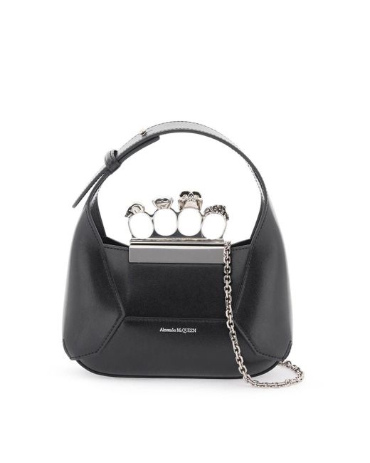 Alexander McQueen Black 'the Jewelled Hobo' Mini Bag