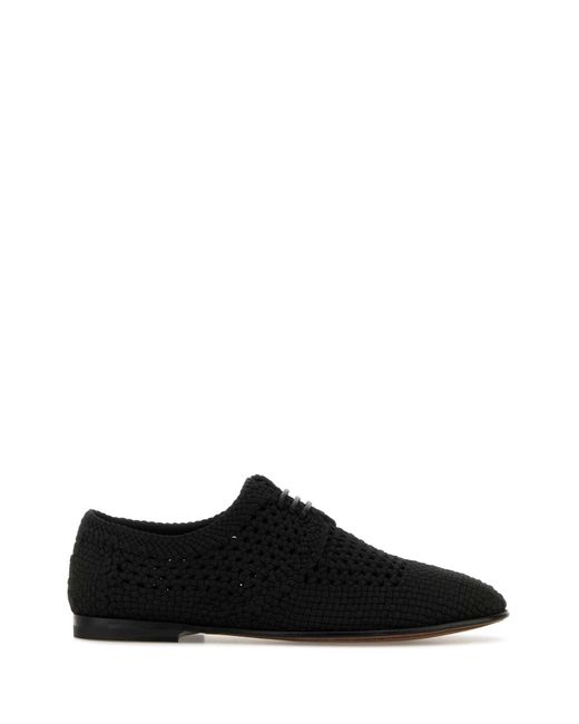 Dolce & Gabbana Black Crochet Lace Up Shoes