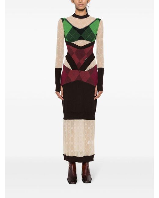 MARINE SERRE Green Wool Long Dress