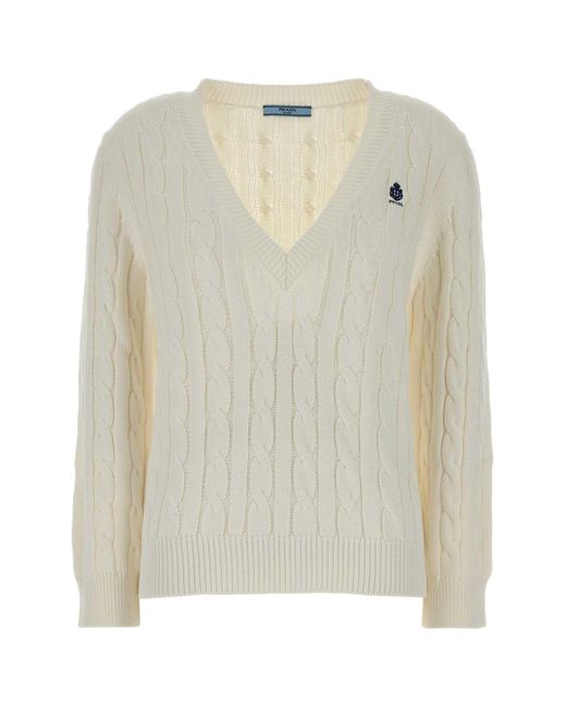 Prada White Cotton Sweater