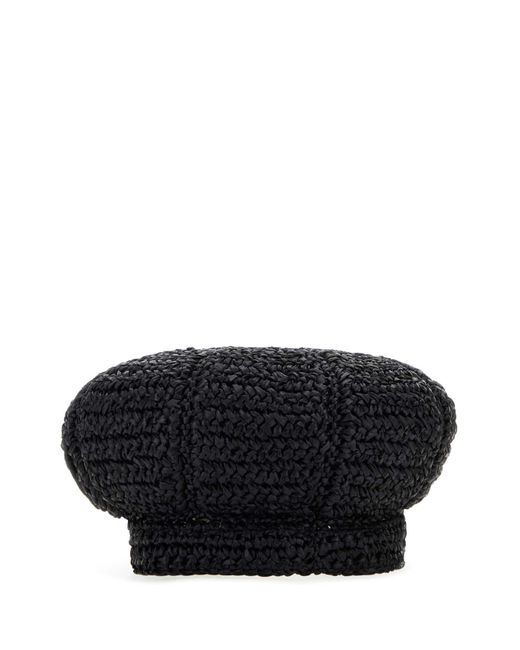 Prada Black Rafia Baker Boy Hat