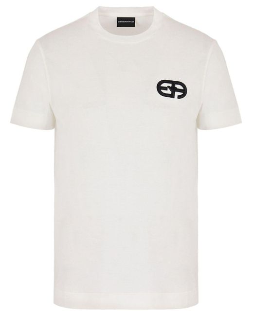 Emporio Armani T-Shirt Mit Logo-Stickerei in White für Herren