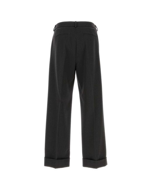 Valentino Garavani Black Charcoal Wool Pant for men