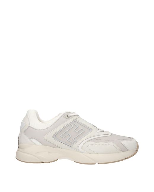 Fendi White Panelled Low-top Sneakers for men