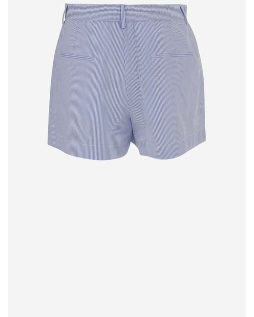 ARMARIUM Blue Cotton Shorts With Striped Pattern