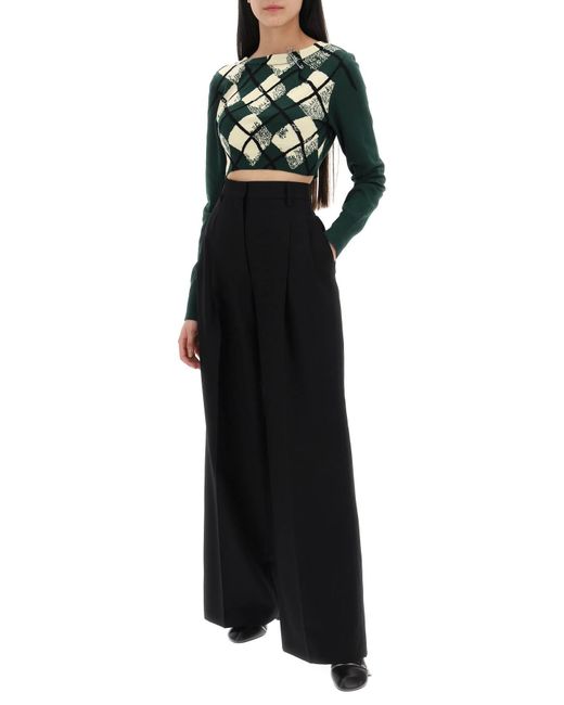 Burberry Green "Cropped Diamond Muster Pullover