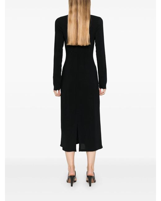 Vivetta Black Floral Embroidered Midi Dress
