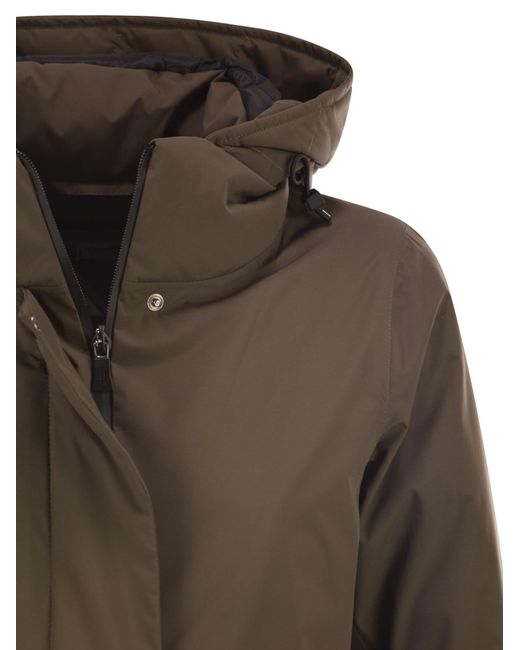 Herno Green A Shaped Down Jacket With Hood, 2 Layers