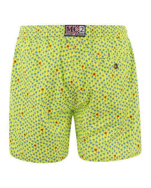 Mc2 Saint Barth Green Lightweight Fabric Swimming Costume With Print for men
