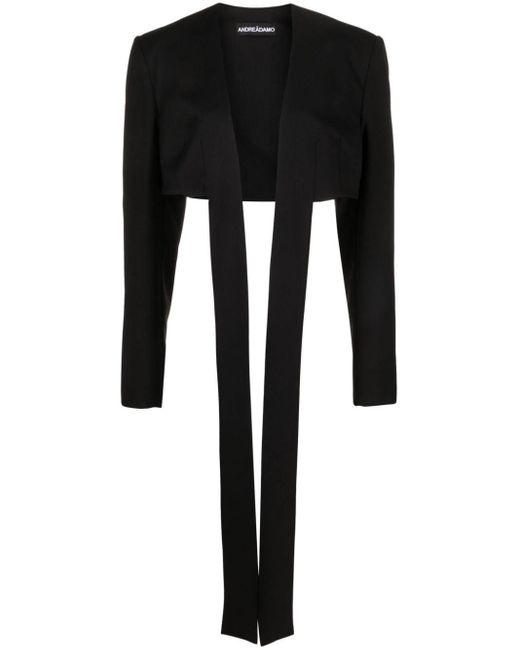 ANDREADAMO Black Open-Front Cropped Jacket