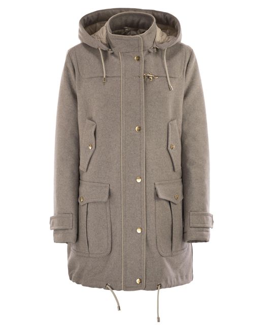 Fay Wool En Cashmere Parka in het Gray