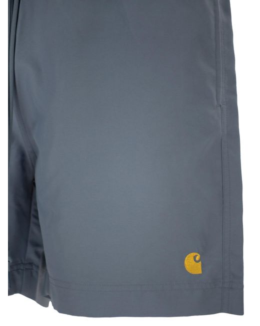 Carhartt Blue Beach Shorts With Logo