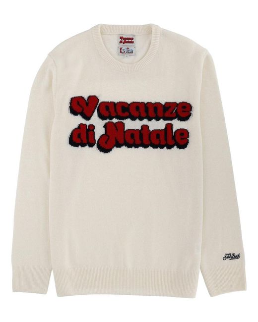 Mc2 Saint Barth White Graphic Sweater for men