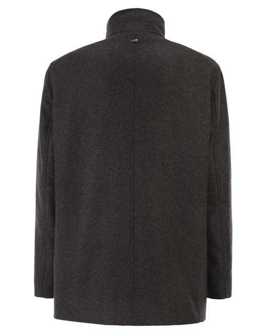 Herno Black Double-Breasted Coat for men