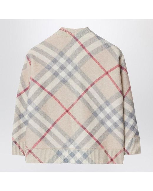 Burberry Gray Cardigan With Light-Coloured Check Motif