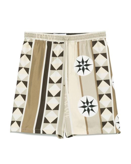 Loewe Natural Printed Silk Shorts for men