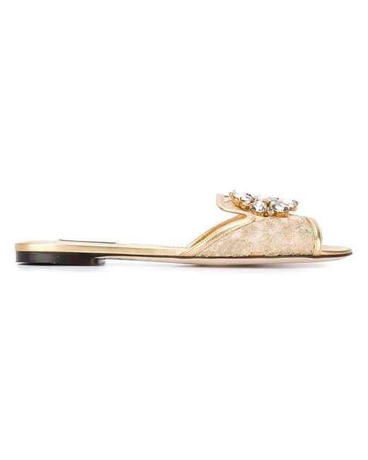 Dolce & Gabbana Metallic Lace Slippers
