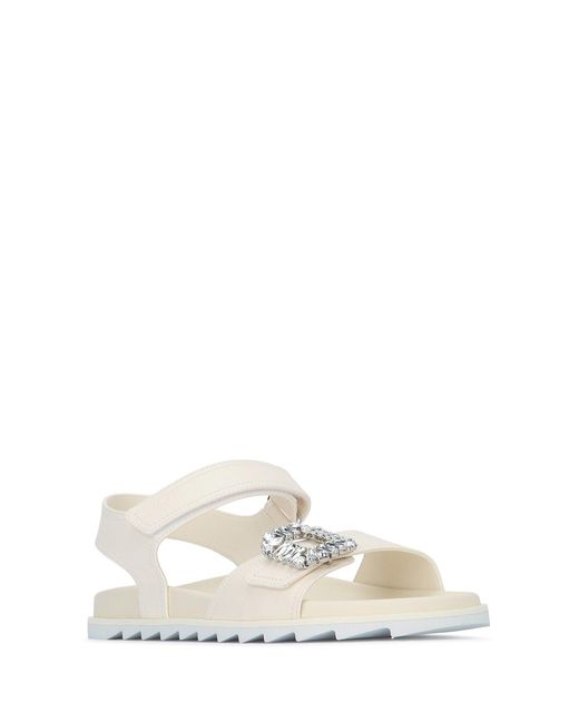Roger Vivier White Slidy Viv Strass Sandal 25